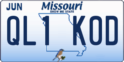 MO license plate QL1K0D