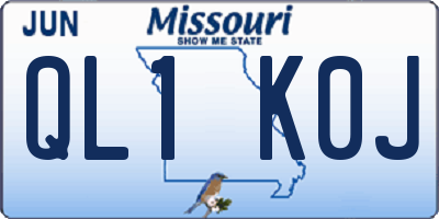 MO license plate QL1K0J