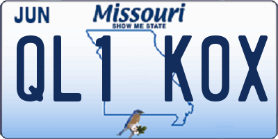 MO license plate QL1K0X