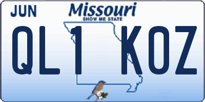 MO license plate QL1K0Z