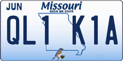 MO license plate QL1K1A