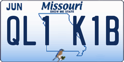 MO license plate QL1K1B