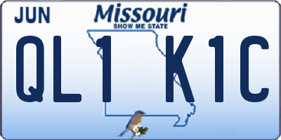MO license plate QL1K1C