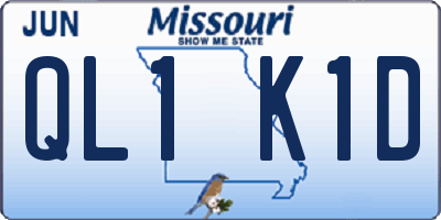 MO license plate QL1K1D
