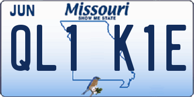 MO license plate QL1K1E