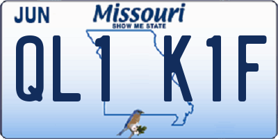 MO license plate QL1K1F