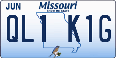 MO license plate QL1K1G