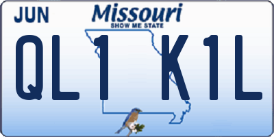 MO license plate QL1K1L