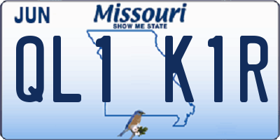 MO license plate QL1K1R