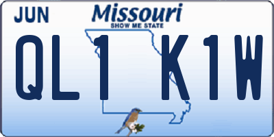 MO license plate QL1K1W