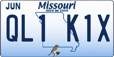 MO license plate QL1K1X