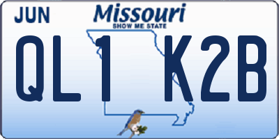 MO license plate QL1K2B