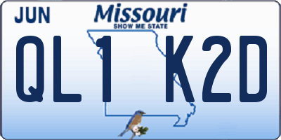 MO license plate QL1K2D