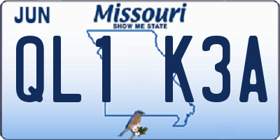 MO license plate QL1K3A
