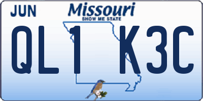 MO license plate QL1K3C