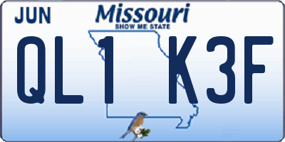 MO license plate QL1K3F