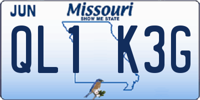 MO license plate QL1K3G