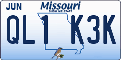 MO license plate QL1K3K