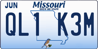 MO license plate QL1K3M
