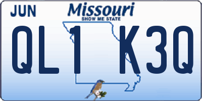 MO license plate QL1K3Q