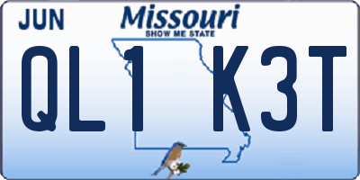 MO license plate QL1K3T