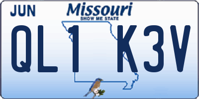 MO license plate QL1K3V