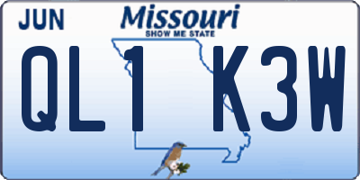 MO license plate QL1K3W