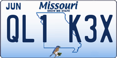 MO license plate QL1K3X