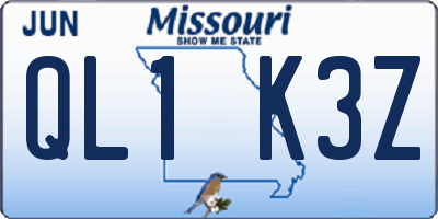 MO license plate QL1K3Z