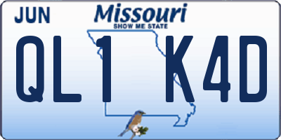 MO license plate QL1K4D