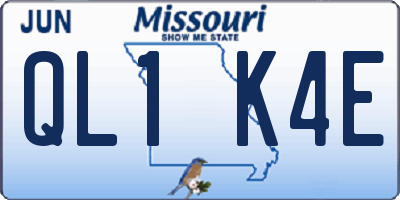 MO license plate QL1K4E