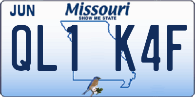 MO license plate QL1K4F