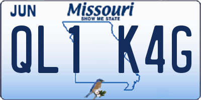 MO license plate QL1K4G