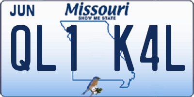 MO license plate QL1K4L