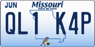 MO license plate QL1K4P
