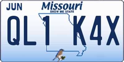 MO license plate QL1K4X