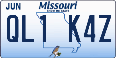 MO license plate QL1K4Z