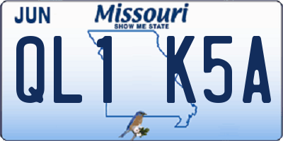 MO license plate QL1K5A