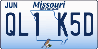 MO license plate QL1K5D
