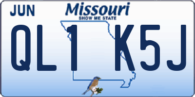 MO license plate QL1K5J