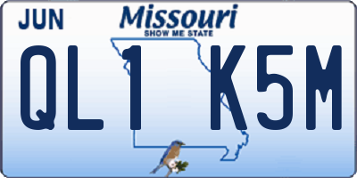 MO license plate QL1K5M