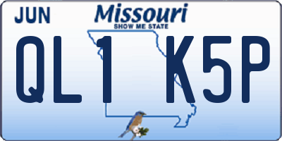 MO license plate QL1K5P