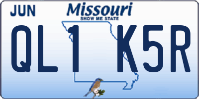MO license plate QL1K5R
