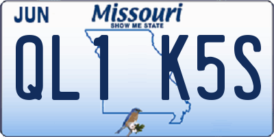 MO license plate QL1K5S