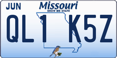 MO license plate QL1K5Z