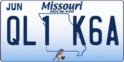 MO license plate QL1K6A