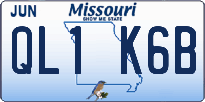 MO license plate QL1K6B