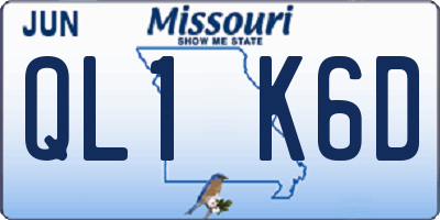 MO license plate QL1K6D