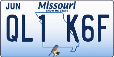 MO license plate QL1K6F
