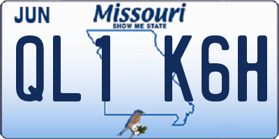MO license plate QL1K6H